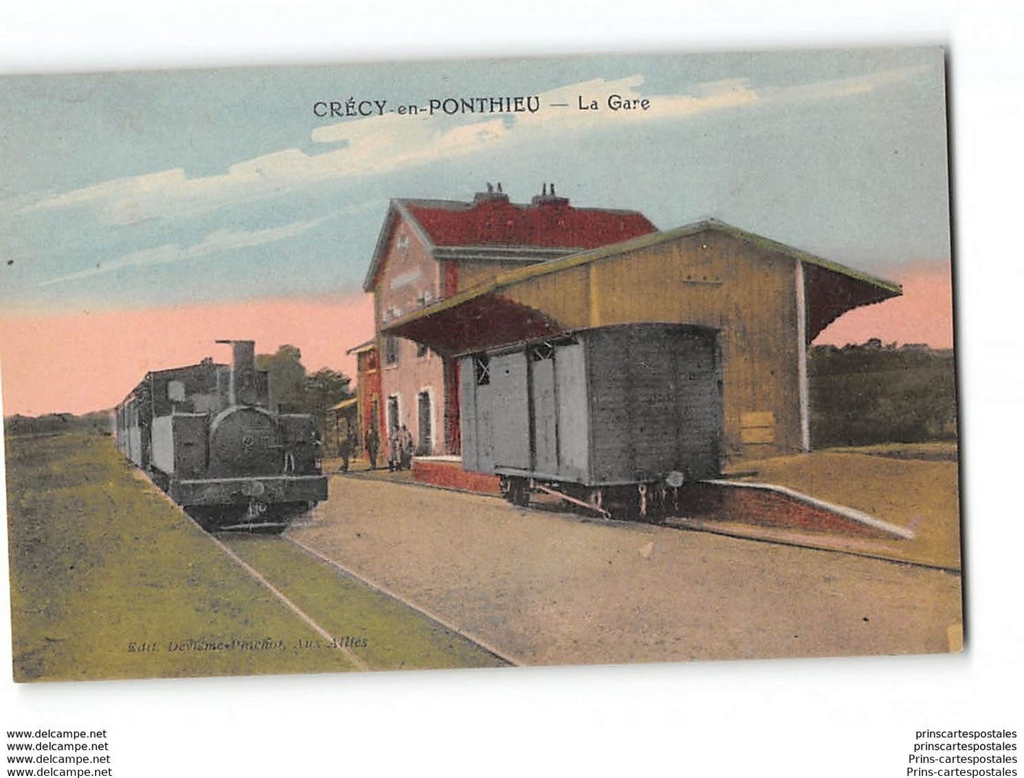 CPA 80 Crecy En Ponthieu La Gare Et Le Train Tramway - Crecy En Ponthieu