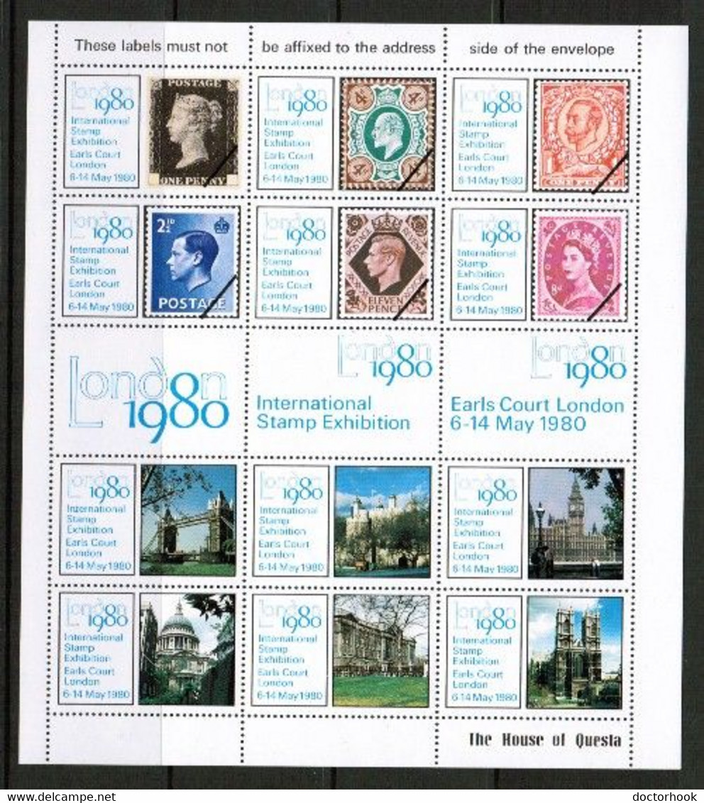 GREAT BRITAIN  1980 STAMP EXHIBITION SHEET VF MINT NH (SS-575) - Werbemarken, Vignetten