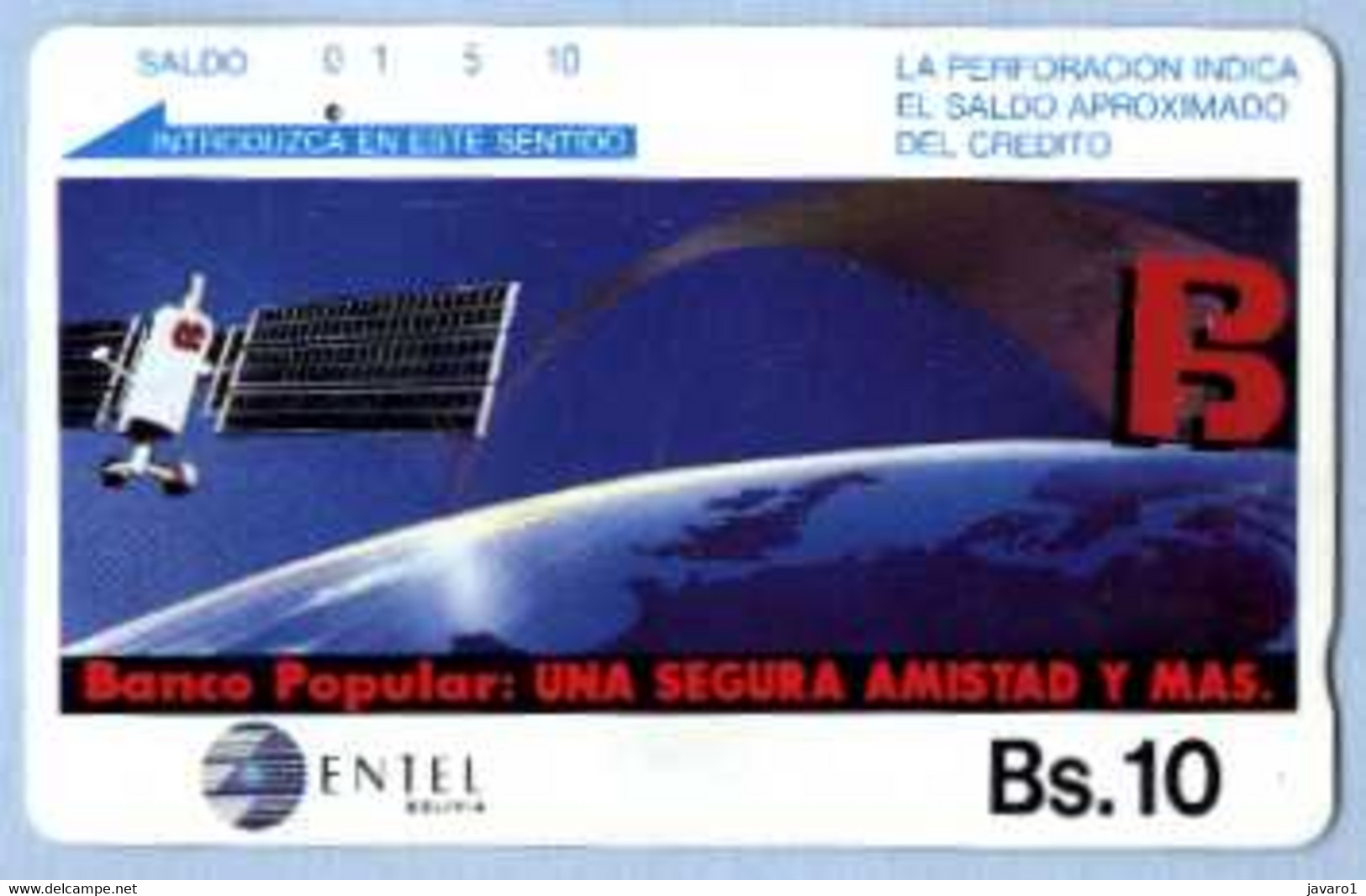 BOLIVIA : BOLTE20 Bs 10 Banco Popular Satellite MINT  (x) - Bolivien