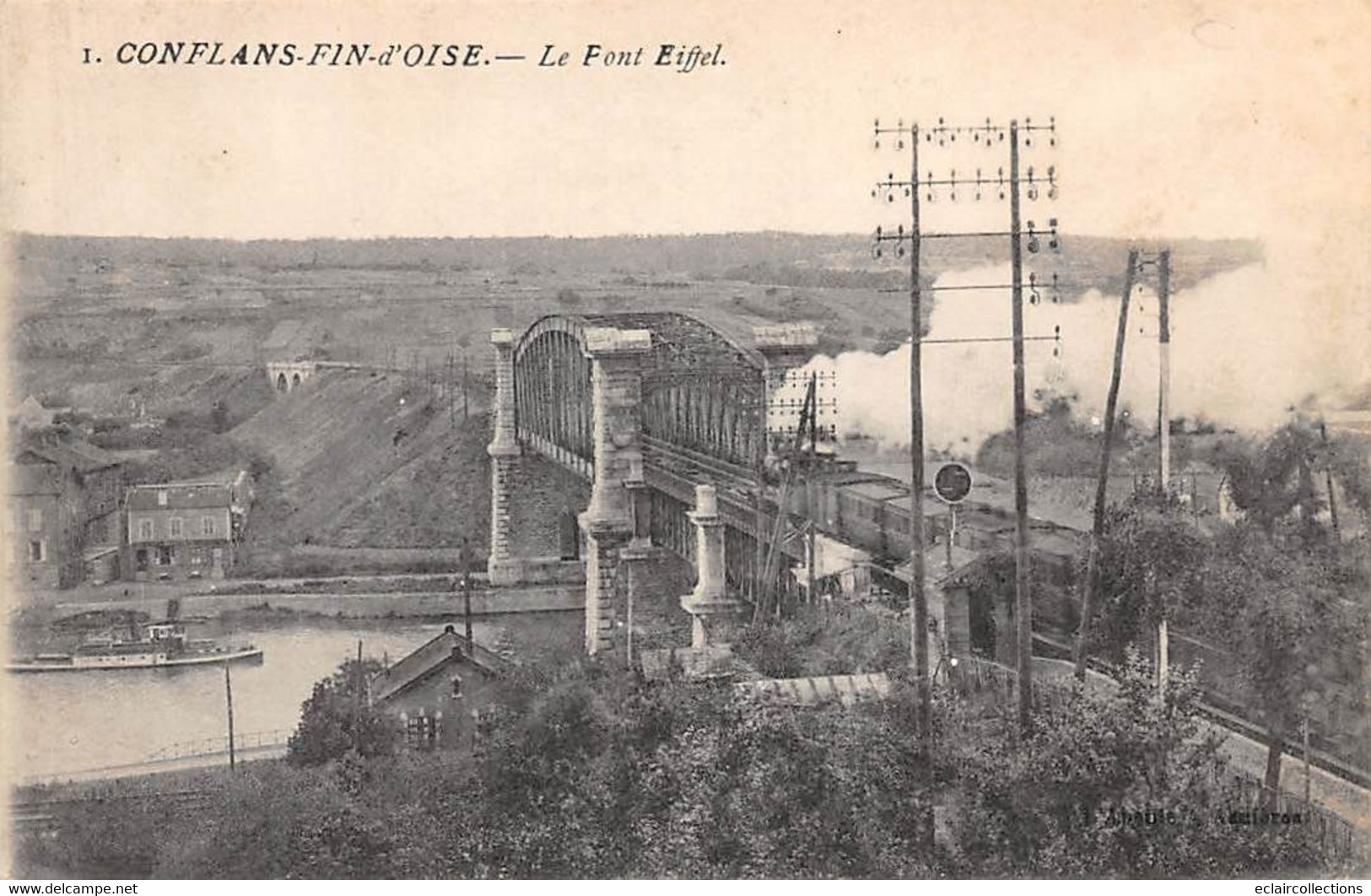 Conflans-Sainte-Honorine      78            Le Pont Eiffel. Train      -  En Partie Décollée -      (voir Scan) - Conflans Saint Honorine