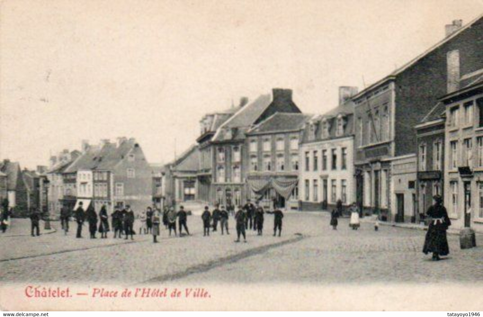 Chatelet  Place De L'hotel De Ville Super Animée Circulé En 1908 - Châtelet