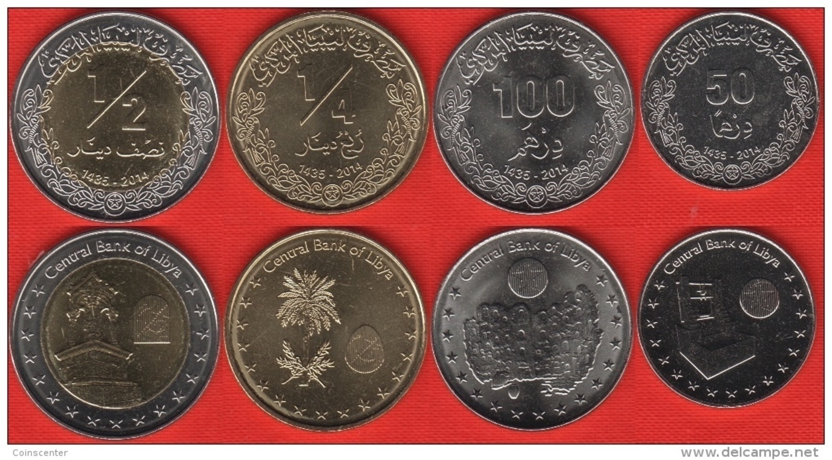 Libya Set Of 4 Coins: 50 Dirhams - 1/2 Dinar 2014 UNC - Libya