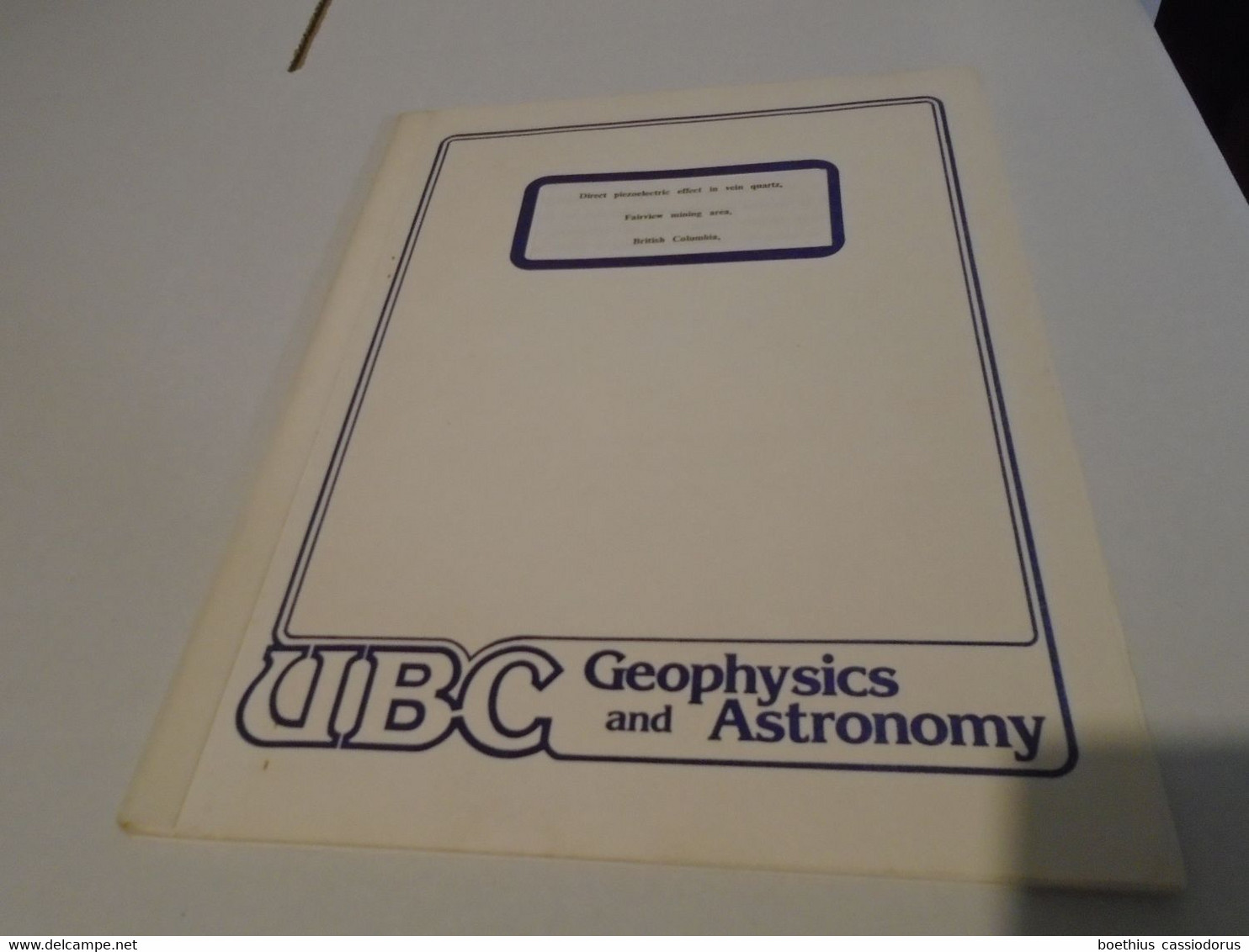 DIRECT PIEZOELECTRIC EFFECT IN VEIN QUARTZ, FAIRVIEW MINING AREA, BRITISH COLUMBIA CANADA GHOMSHEI NAROD RUSSELL MAXWELL - Sciences De La Terre