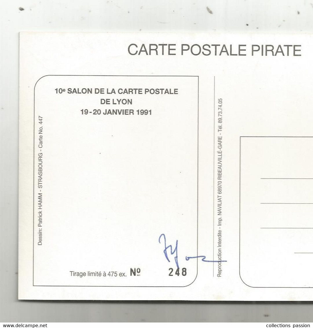 Cp, Illustrateur , Signée Hamm ,10 E Salon De La Carte Postale De LYON , 1991, Dédicacée Par L'auteur Au Verso,vierge - Hamm
