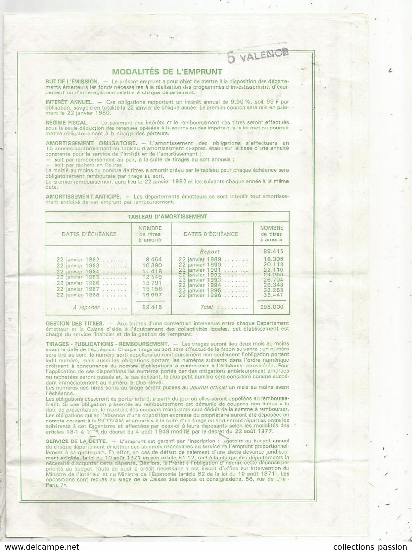 Obligation De 1000 Francs , 1979 , Emprunt Des Départements De La Région D'ILE DE FRANCE ,3 Scans , , Frais Fr 1.95e - Autres & Non Classés