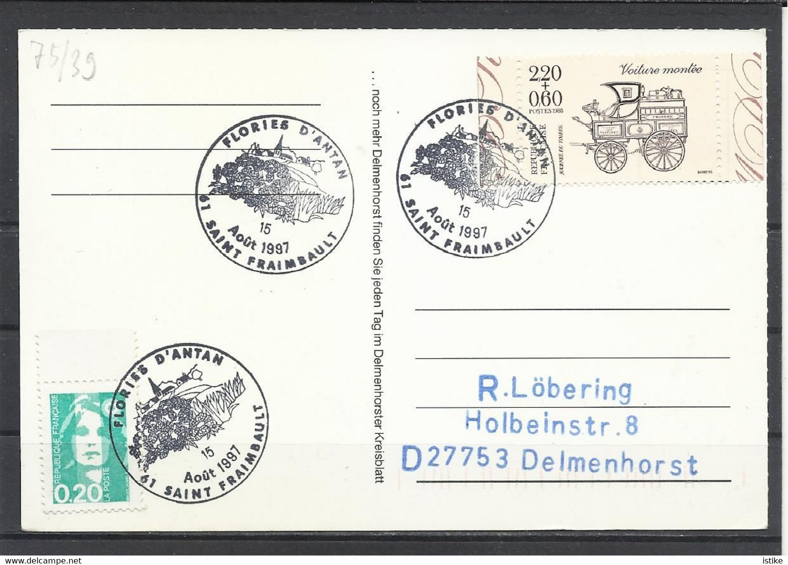 Germany, Delmenhorst, Delmegarten In 1907, Reprint, Mailed In France To Germany, 1997. - Delmenhorst