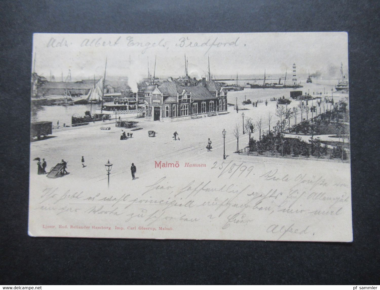 Schweden 1899 AK Malmö Hamnen / Hafen Ljustr. Rud. Bellander Hamburg Imp. Carl Gleerup Schiffspost Trelleborg - Sassnitz - Suède