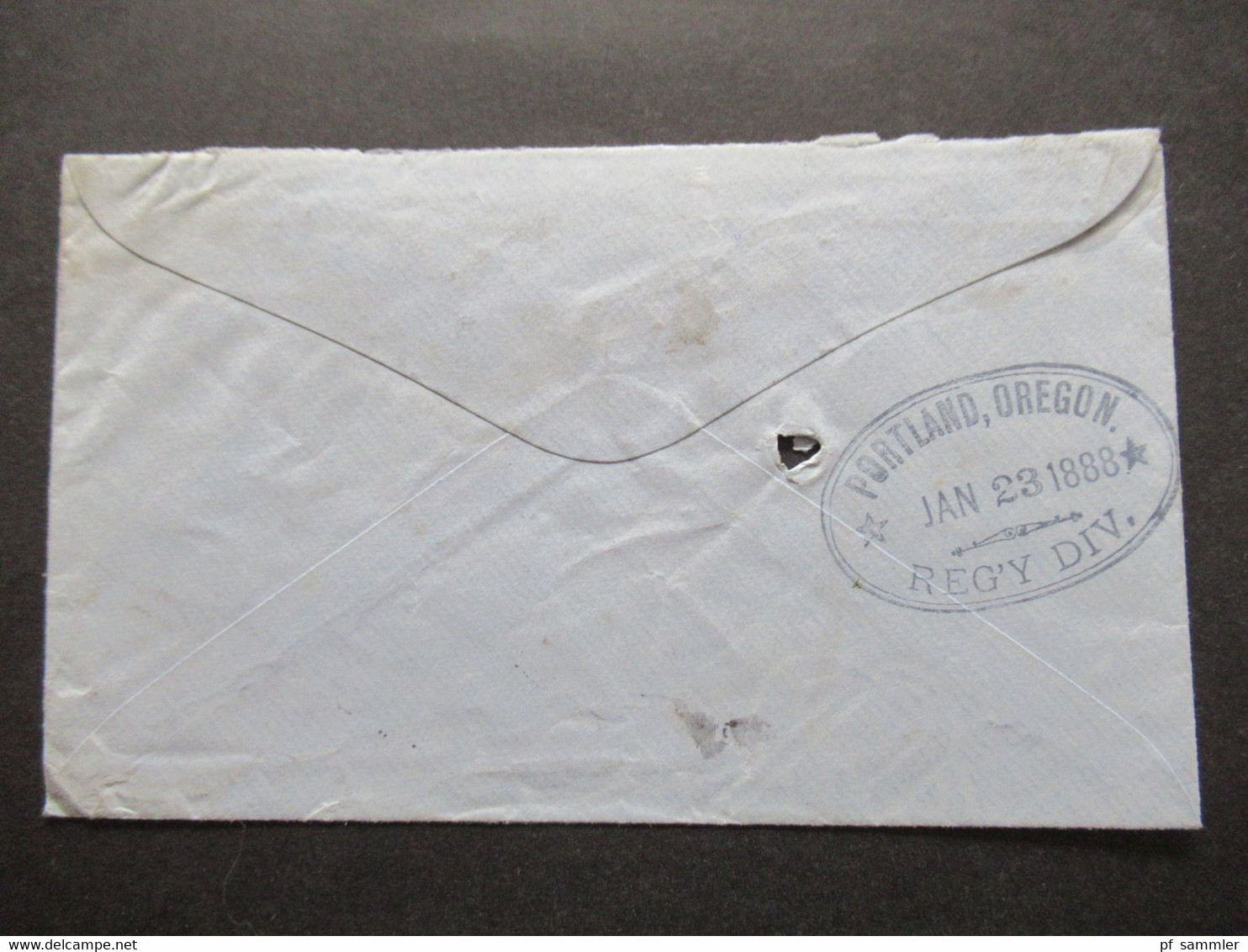 USA 1888 GA Umschlag Mit 3 Zusatzfrankaturen Präsidenten / Dreifarbenfrankatur Mit Violettem Stempel / Fancy Cancel ?? - Lettres & Documents