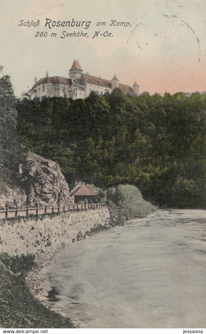 AK - Flusspartie Im KAMPTAL - Am Felsen Thronendes Schloss Rosenburg 1909 - Horn