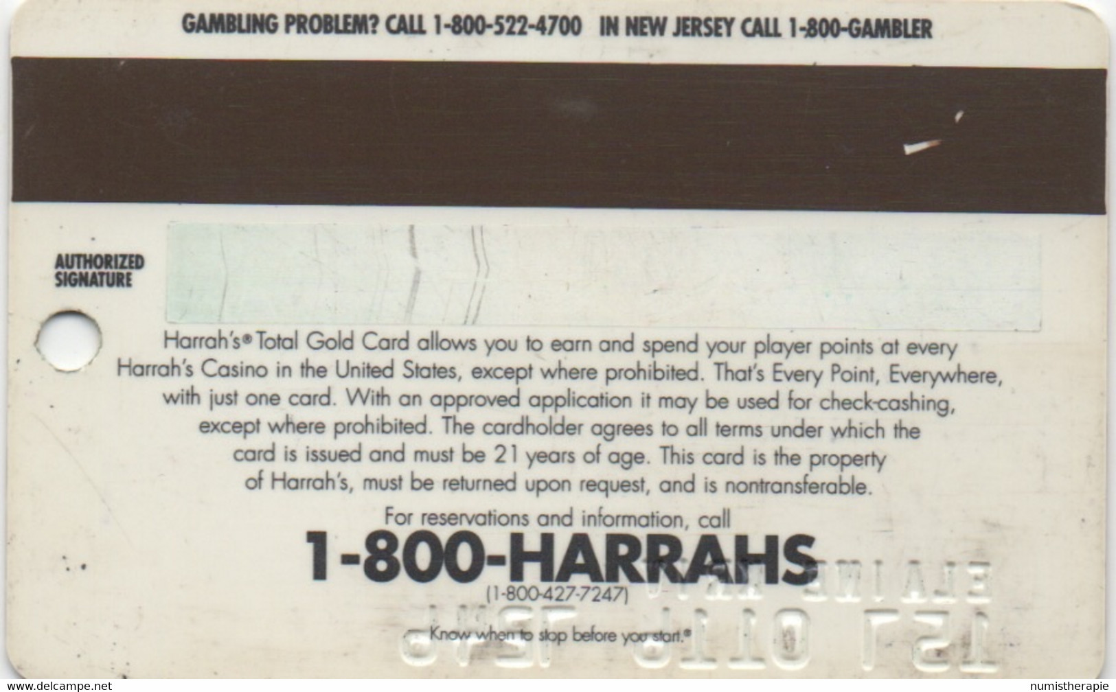 Carte Casino : Total Gold : Harrah's (ND / Sans Millésime) - Carte Di Casinò