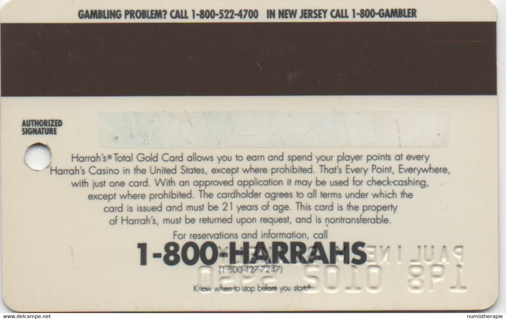 Carte Casino : Total Gold : Harrah's (ND / Sans Millésime) - Casino Cards