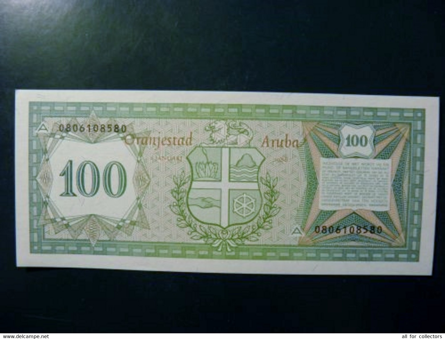 UNC Banknote Aruba 1986 100 Florin P-5 Flag Coat Of Arms - Aruba (1986-...)