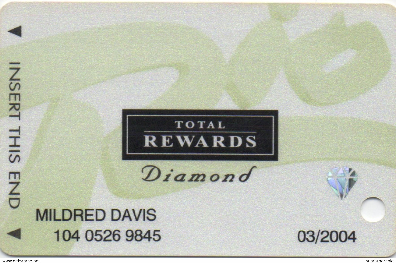 Carte Casino : Total Rewards ® Diamond : 4 Logos Rio + Harrah's + Showboat + Harveys © 2001 - Casino Cards