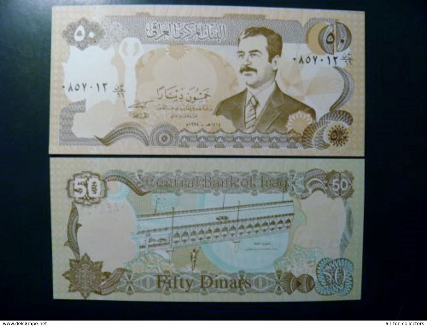 Error Printing Missing Green Color On The Front Side, UNC Banknote Iraq P-83 1994 50 Dinars, Bridge - Iraq