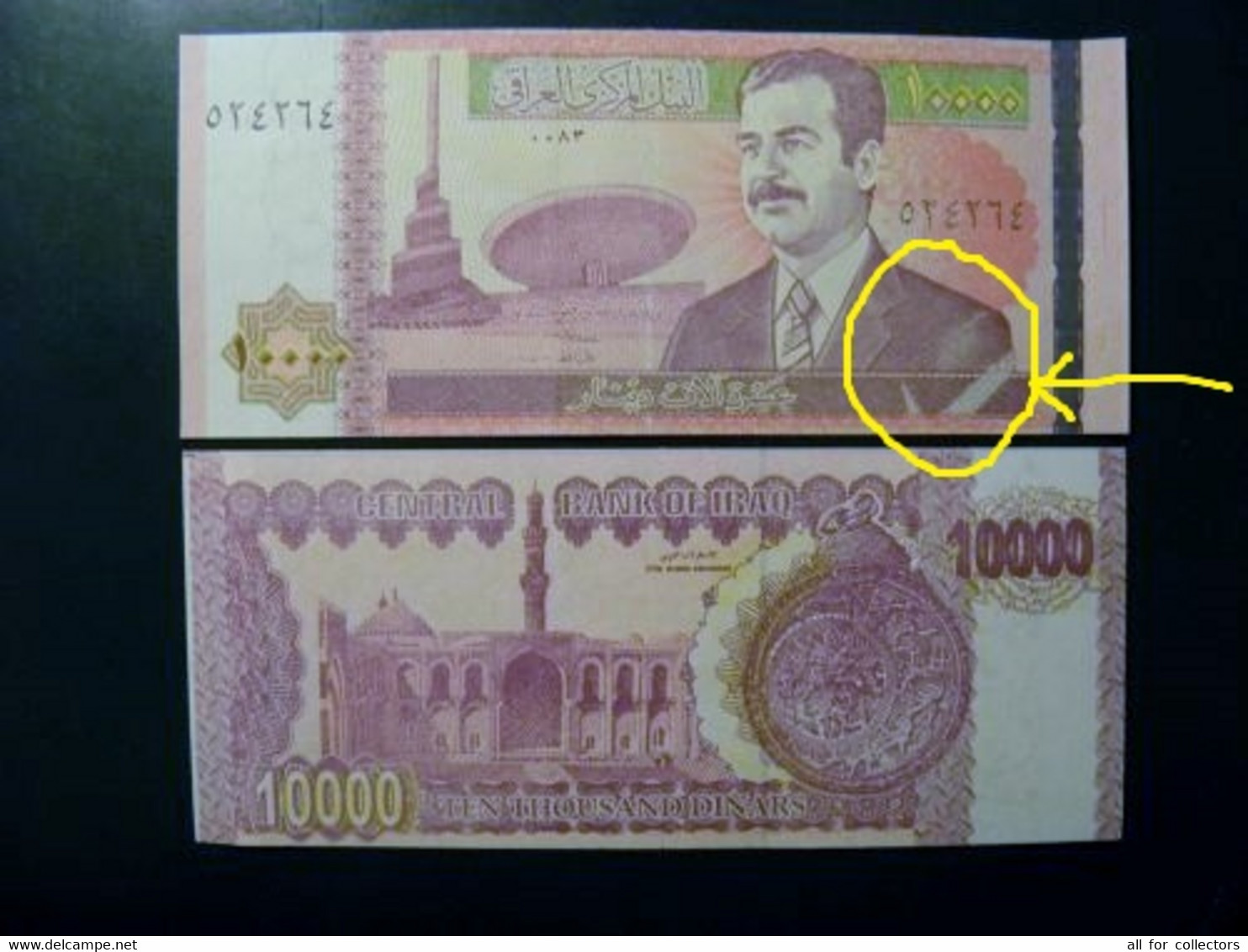 Error Printing UNC Banknote Iraq P-89 2002 10000 Dinars, There Are White Spots On The Jacket - Iraq