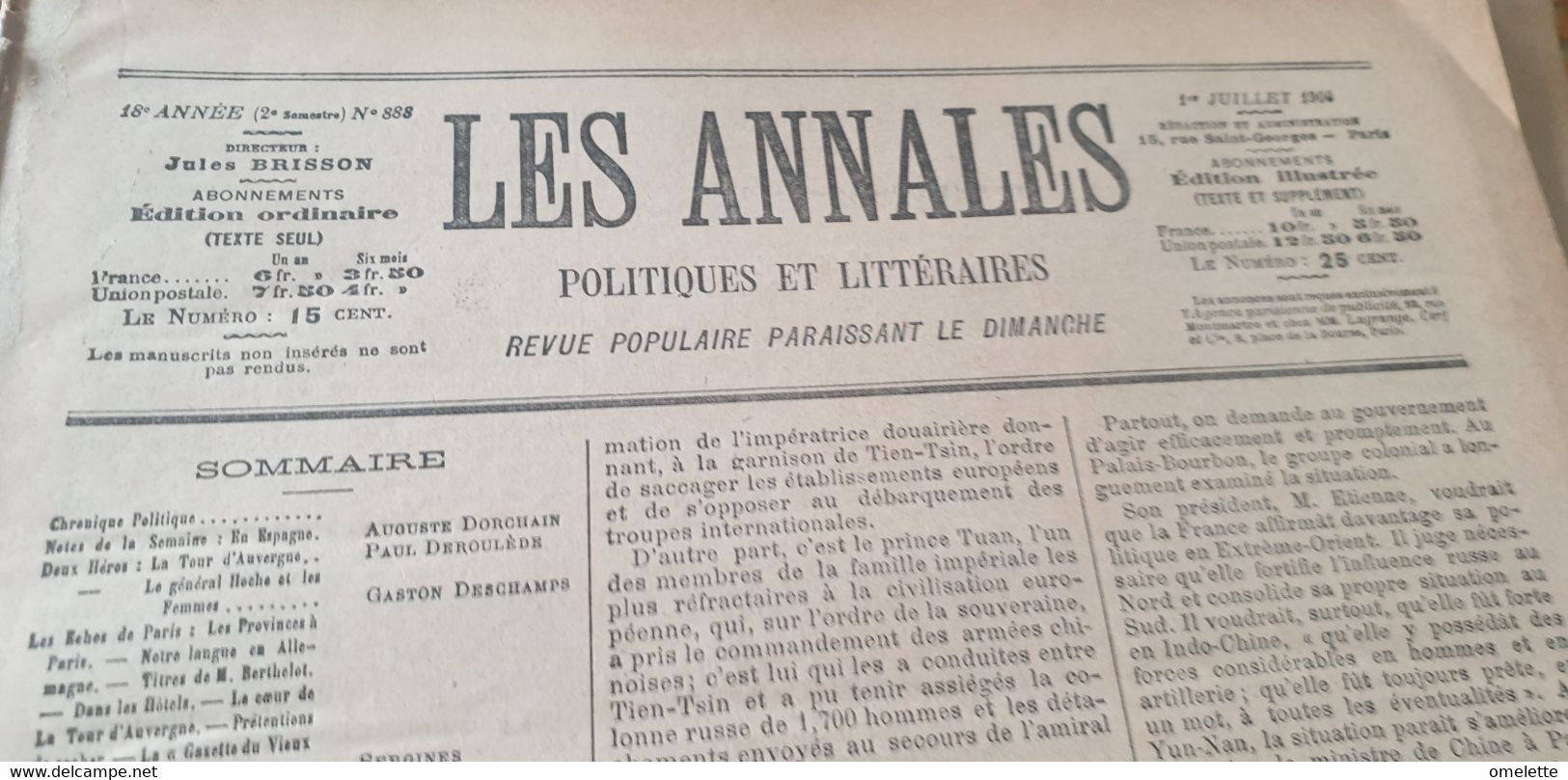 ANNALES 00 / LA TOUR D AUVERGNE / CHINE TAKOU PEKIN /PARTITION LA TOULOUSAINE MENGAUD DEFFES - 1900 - 1949