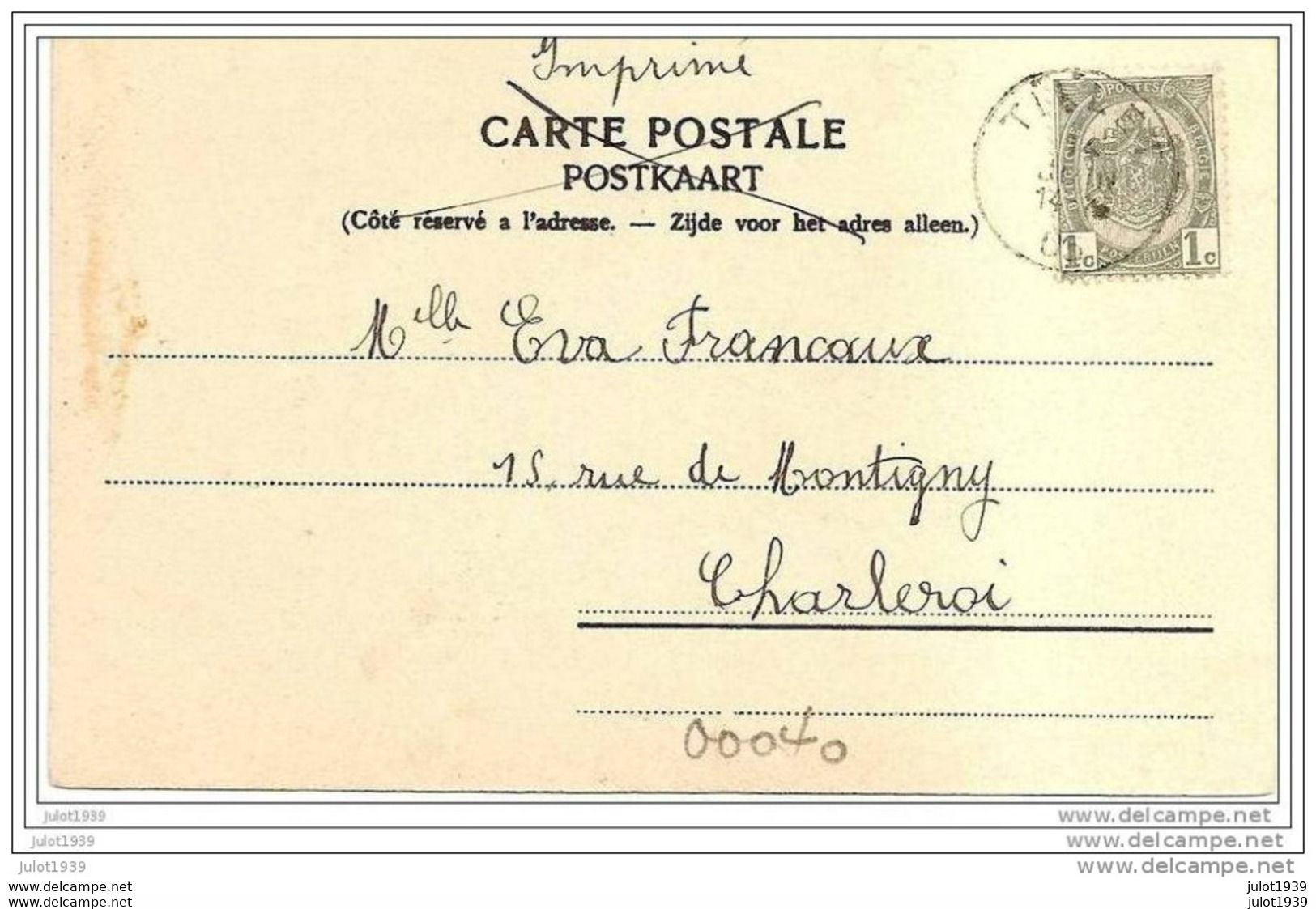 GERIMONT ..-- Nels , 74 , N° 18 . Allée De PINSAMONT . 1903 Vers XL ( Melle Eva FRANCAUX ) . Verso . - Sainte-Ode