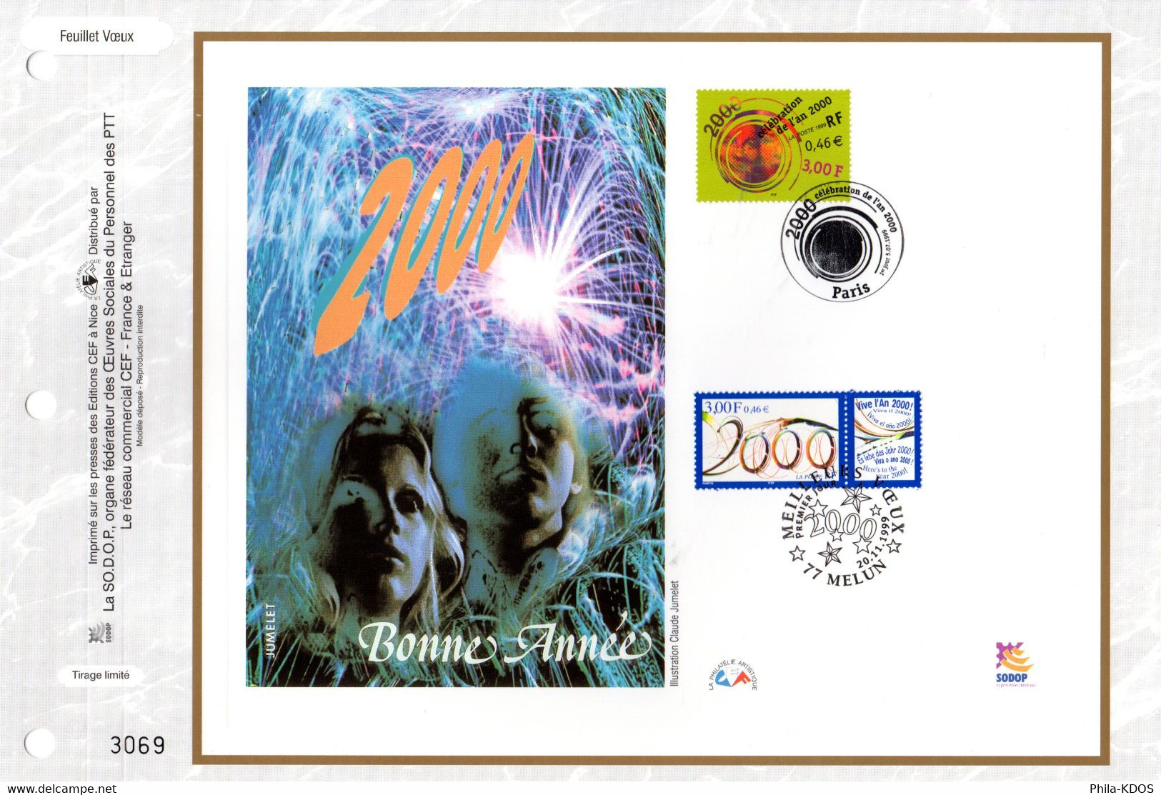 " BONNE ANNEE 2000 / CELEBRATION 2000 " Sur Feuillet CEF 1er Jour N°té SPECIAL De 1999. N° YT 3259 3291 Parfait état FDC - Non Classificati