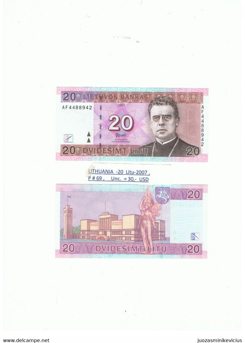 LITHUANIA-20 LITU-2007, P # 69 , UNC. - Litouwen