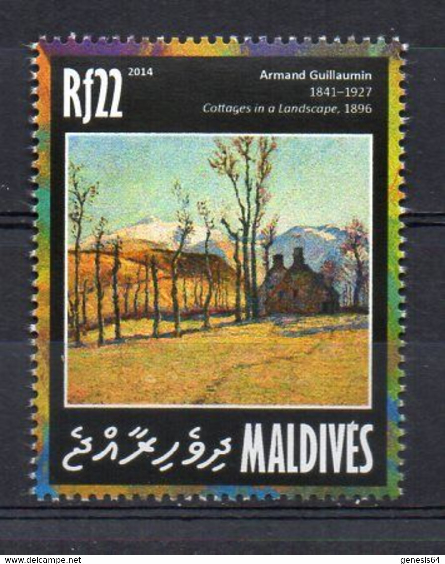 Armand Gaullamin, “ Cottages In A Landscape” 1896 - (Maldives 2014) MNH (2W0117) - Impresionismo