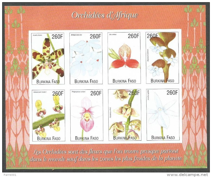 Burkina Faso 2000 African Orchids Michel 1710-1717 Mint Unperforated Sheetlet - Burkina Faso (1984-...)
