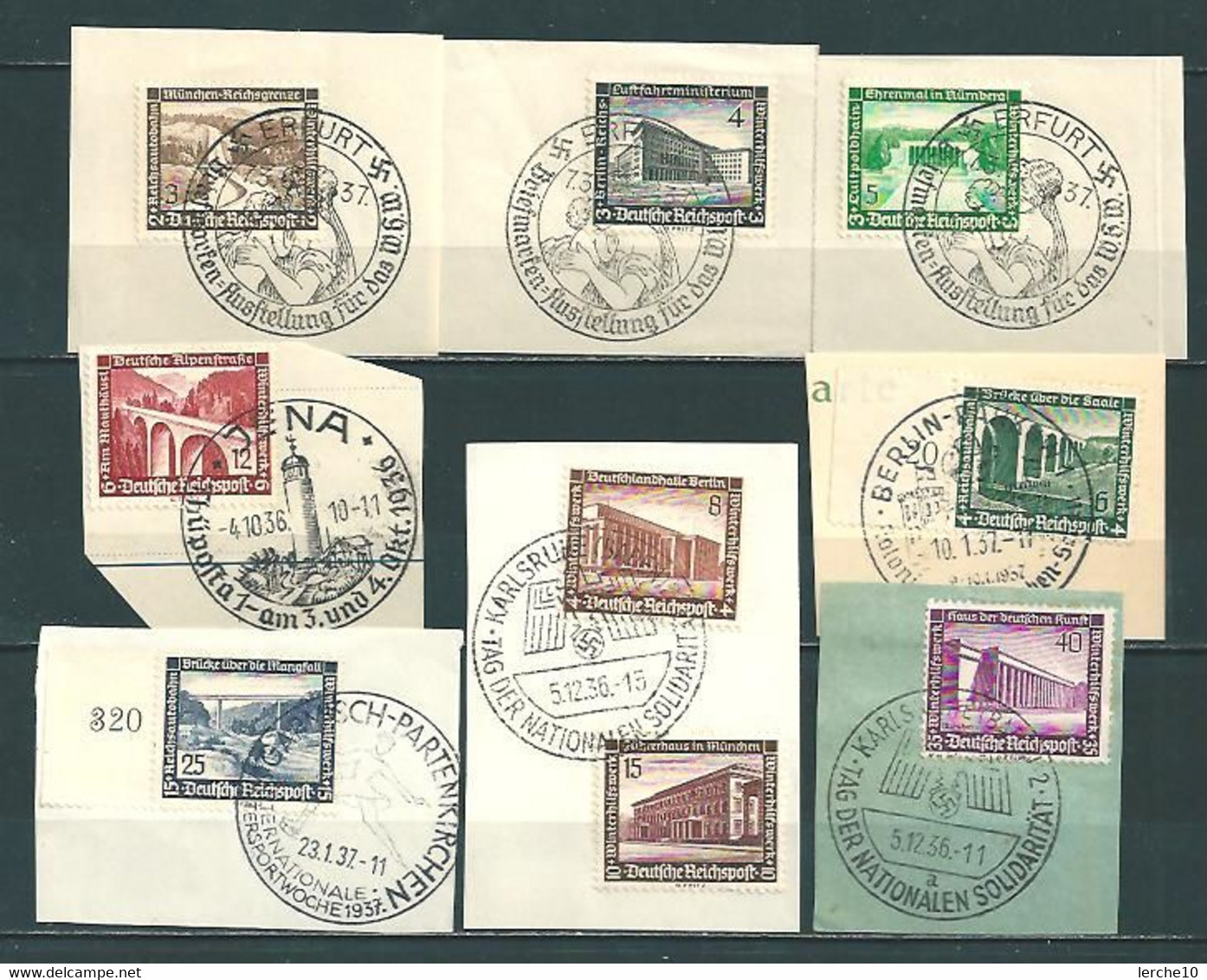 MiNr. 634-642 Briefstücke - Used Stamps