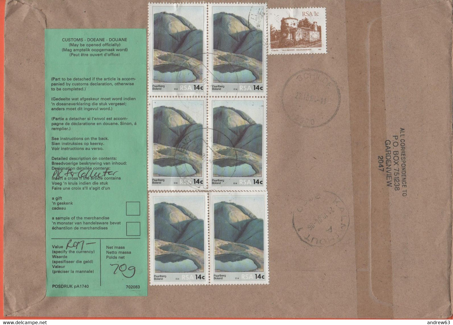 RSA - South Africa - Sud Africa - 2004 - 10 Stamps + 7 Stamps On The Rear - Registered - Medium Envelope - Viaggiata Da - Lettres & Documents