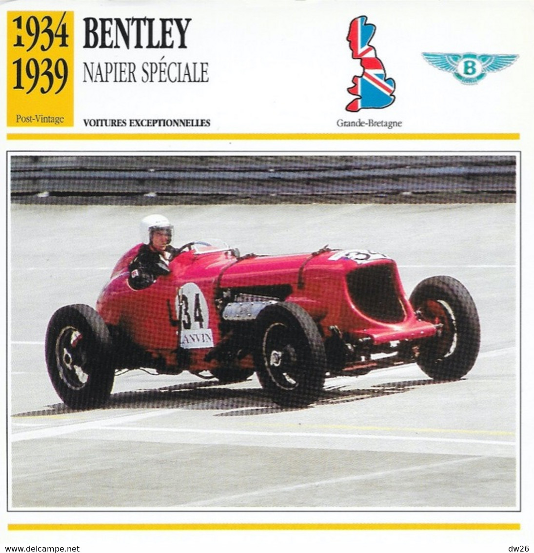 Fiche Voitures De Course Et Sport Vintage Et Après Guerre (Bentley, Delahaye, Talbot-Lago) Lot De 3 Fiches - Coches