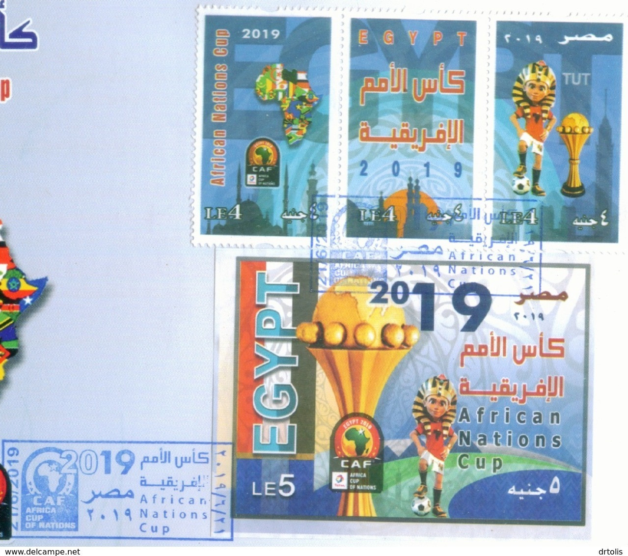 EGYPT / 2019 / AFRICAN NATIONS CUP / SPORT / FOOTBALL / CAF / MAP / FLAG / TUT / FDC - Covers & Documents