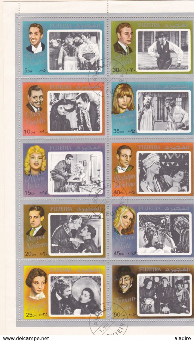 1972 - Fujeira - World Movie Stars - Complete Sheet With 20 Different Stars = 20 Different Stamps - Clark Gable ... - Fujeira