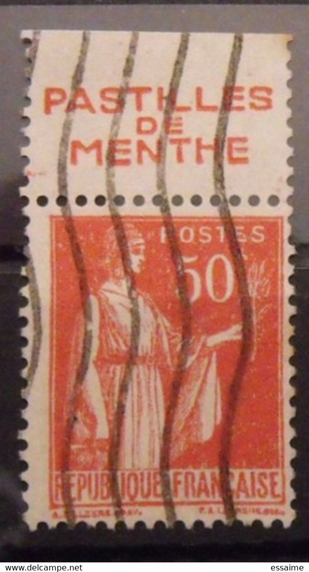 France N° 283 Paix Type II. Oblit. 50c Rouge. Timbre De Carnet. Bande Publicitaire Publicité Pub. - Other & Unclassified