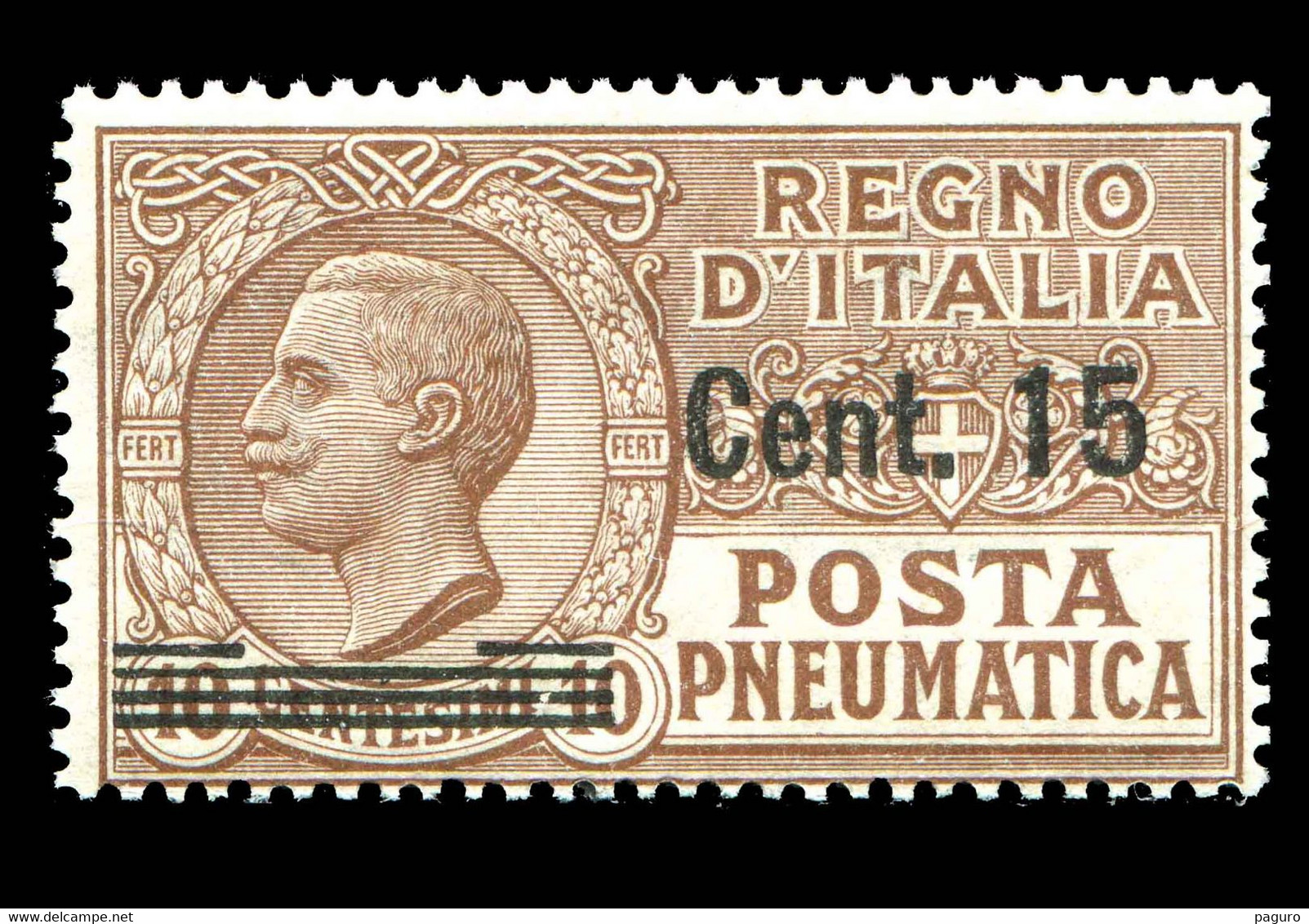 REGNO Posta Pneumatica 1924 15c. Su 10c. MNH** Bruno Integro - Correo Neumático