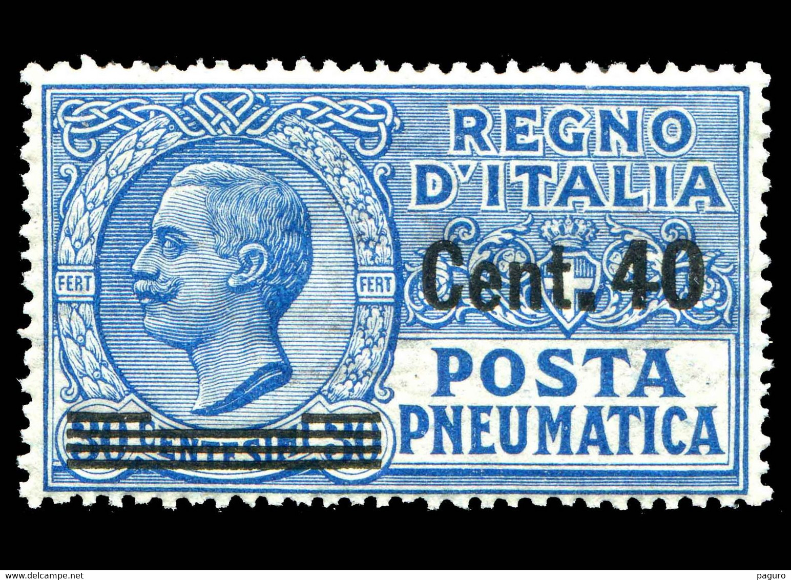 REGNO Posta Pneumatica 1925 40c. Su 30c. MNH** Azzurro Integro - Pneumatic Mail