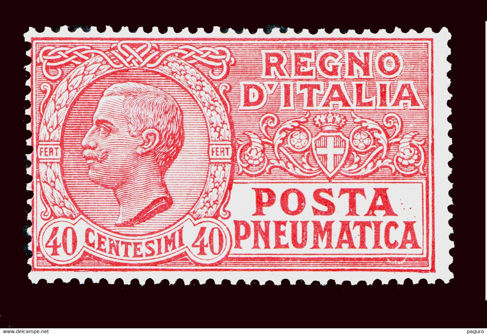 REGNO Posta Pneumatica 1925 Valore 40c. MNH** Rosso Integro - Pneumatische Post