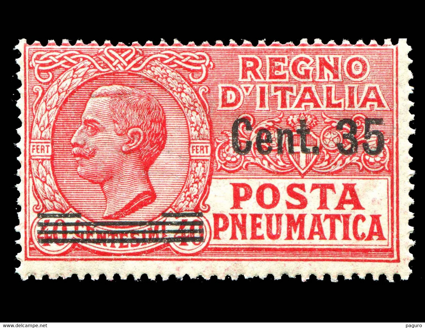 REGNO Posta Pneumatica 1925 35c. Su 40c. MNH** Rosso Integro - Poste Pneumatique