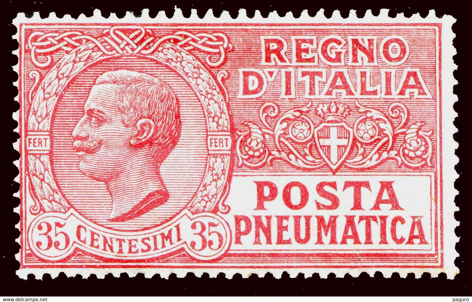 REGNO Posta Pneumatica 1927 35c. MNH** Scarlatto MNH** Integro - Poste Pneumatique