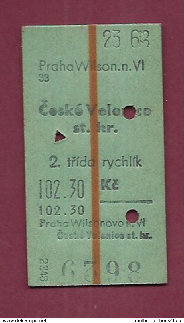 030121F - TICKET CHEMIN DE FER TRAM METRO - PRAGUE TCHEQUIE ? - PRAHA WILSON N Vl 102.30 6398 - Europe