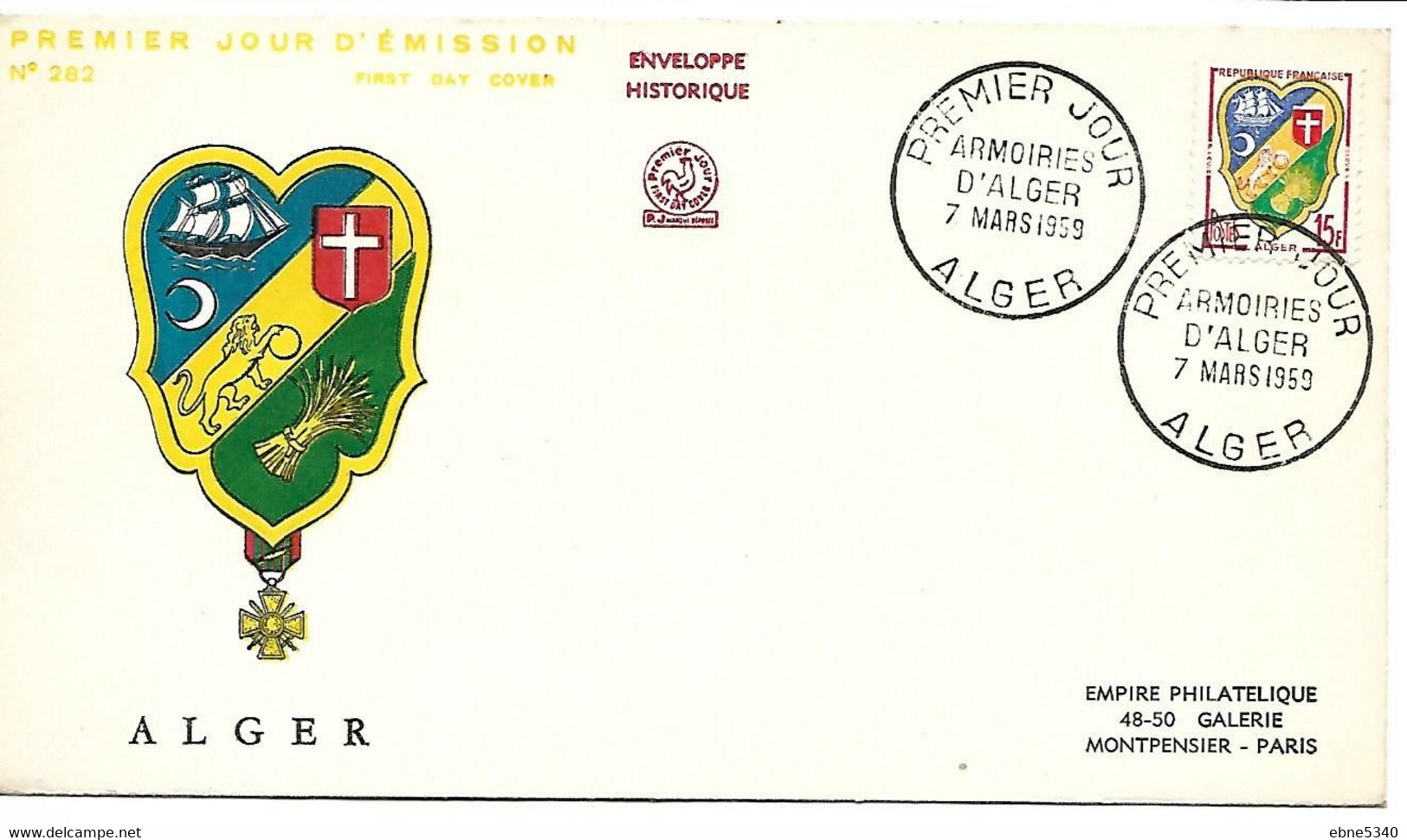 1er Jour Armoiries D'Alger 7.03.1959 N° 1195 N°635 - Andere & Zonder Classificatie