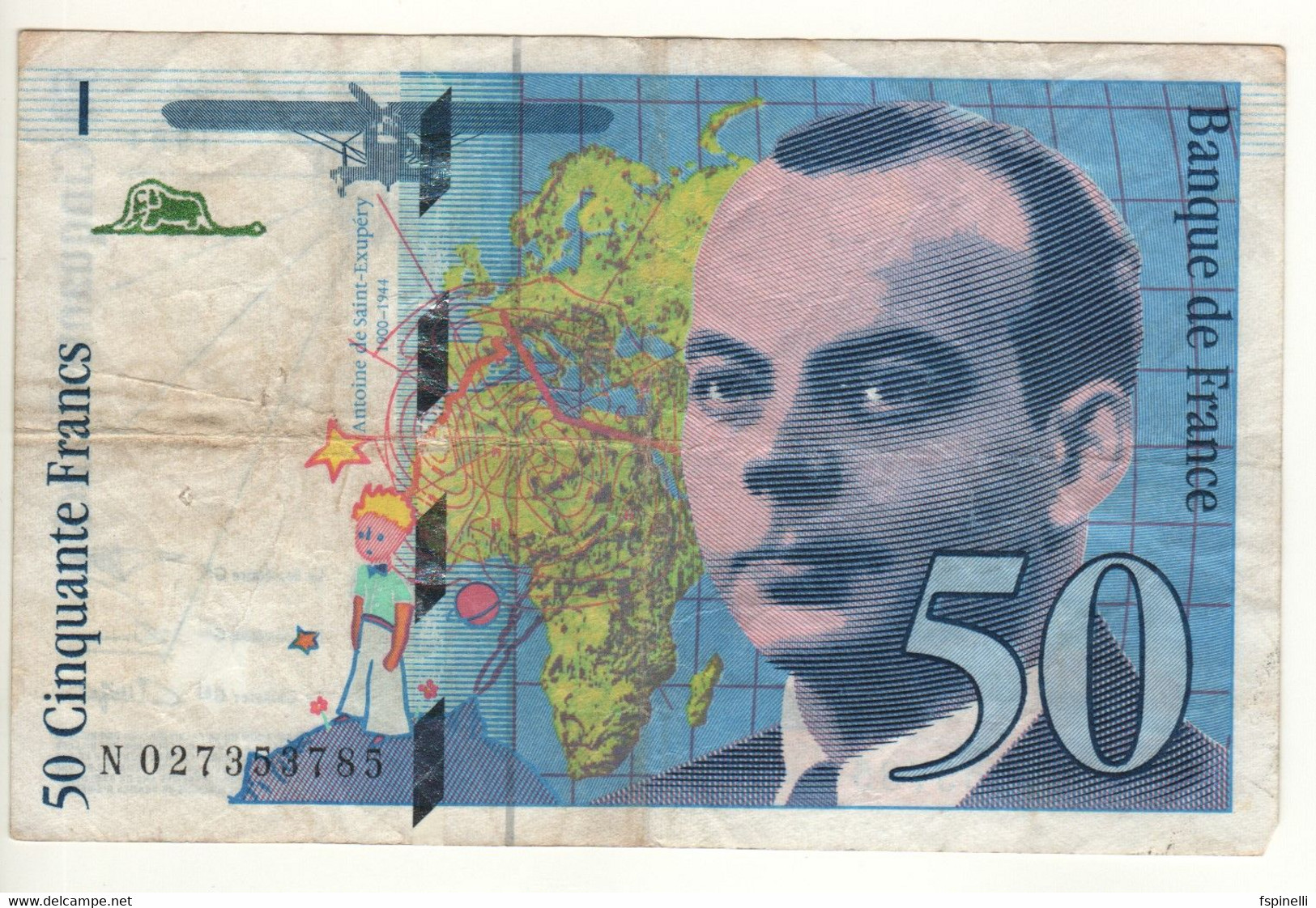 FRANCE   50 Francs    P157Aa   1994  (Antoine Marie Roger De Saint-Exupéry On Front -"Breguet 14" Biplane On Back ) - 50 F 1992-1999 ''St Exupéry''