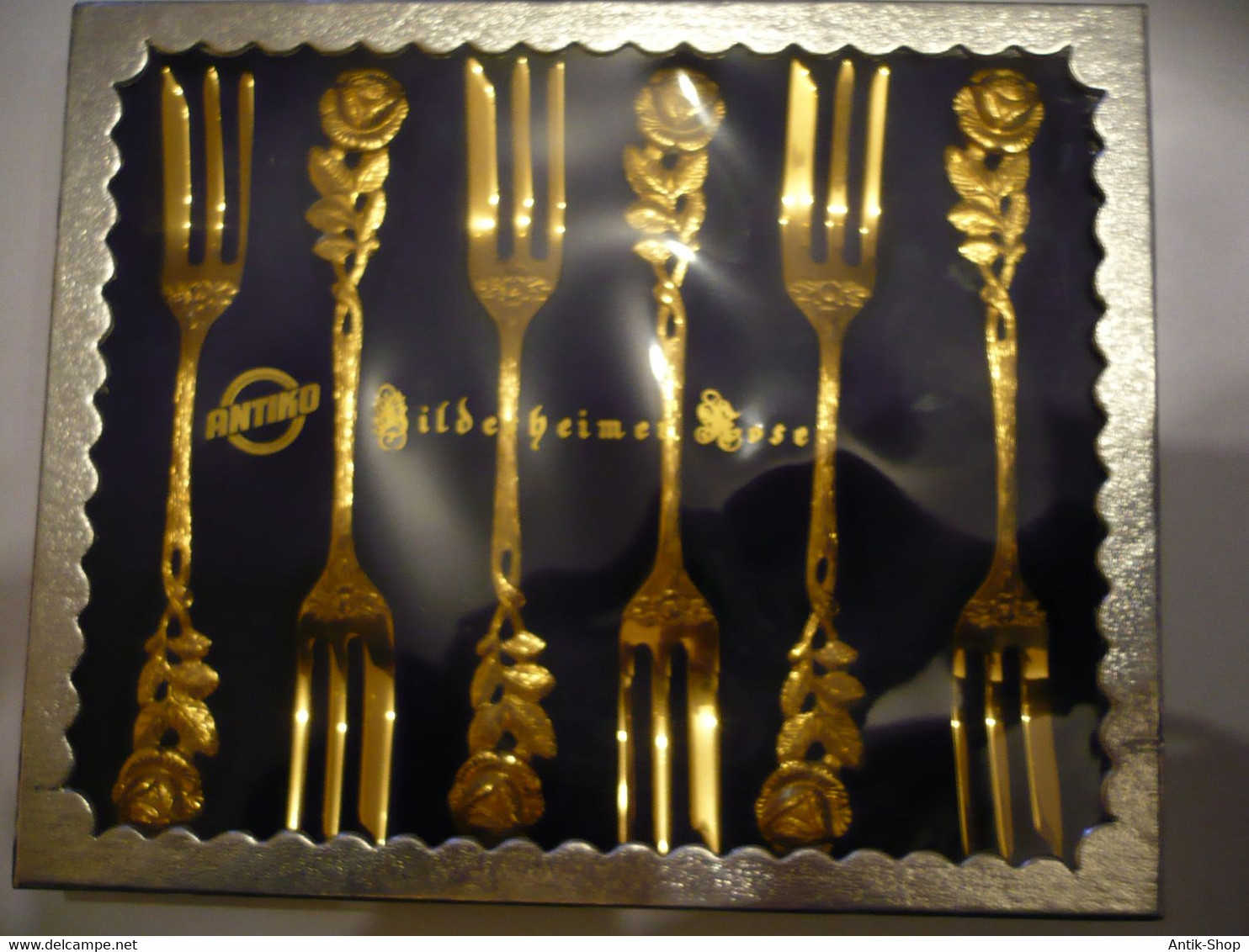 6 Kuchengabeln - Hildesheimer Rosen - Vergoldet - In Org. Karton (868b) - Forks
