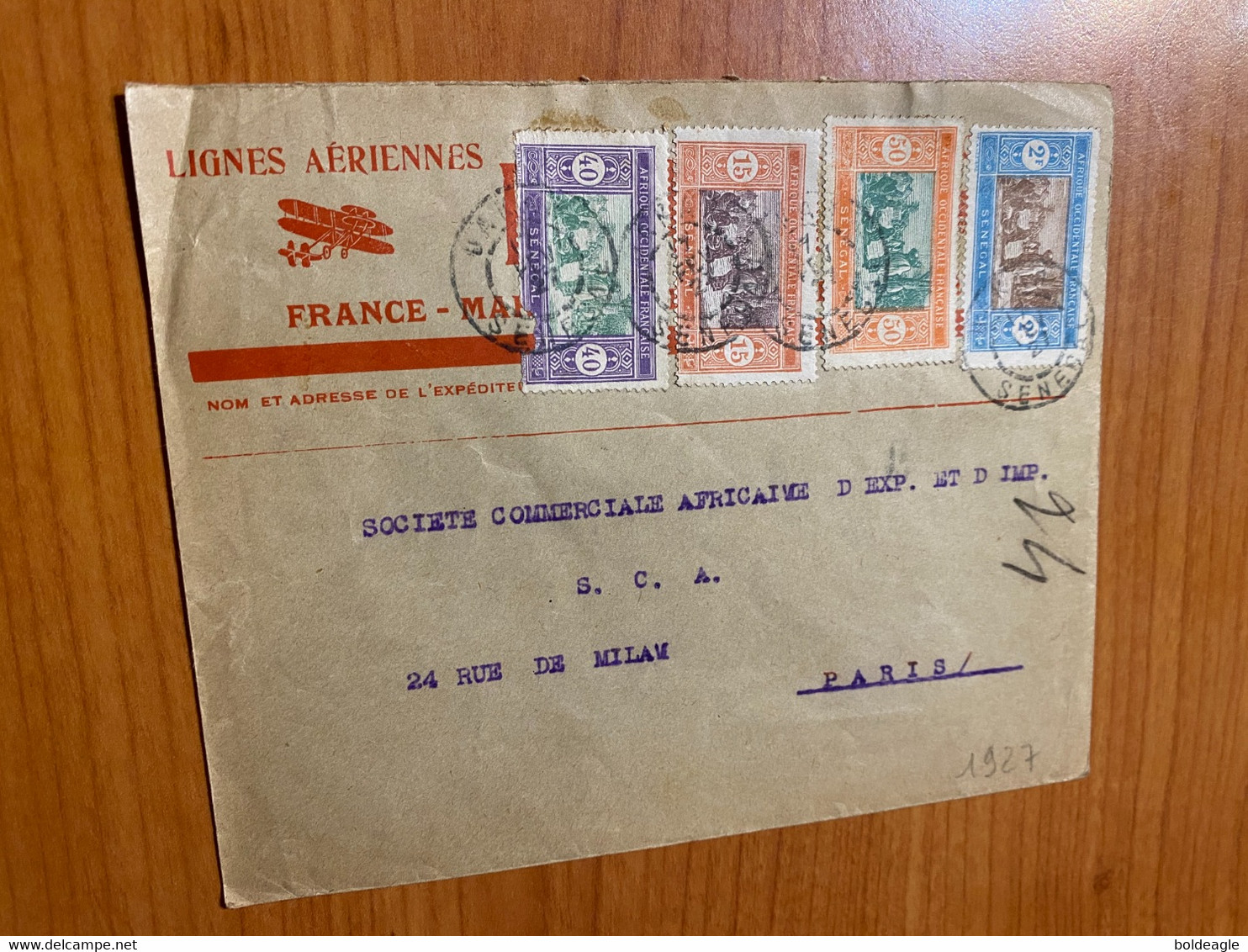 Lettre De 1927 - Du Sénégal Pour La France - Lignes Aériennes - Covers & Documents