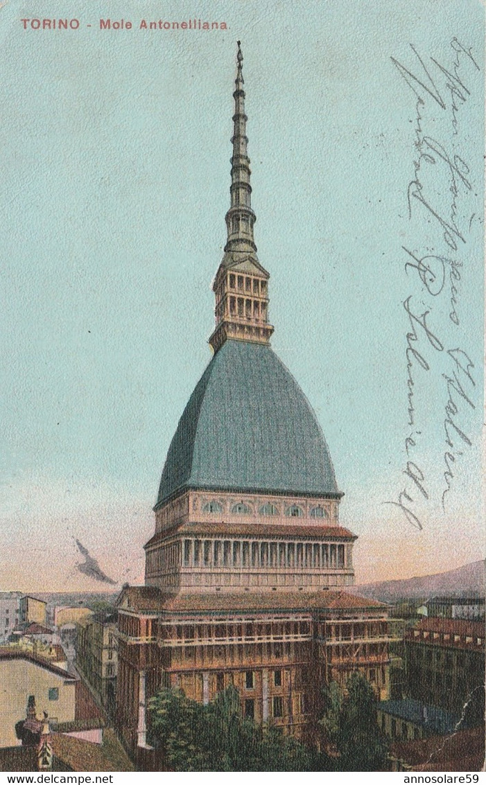 CARTOLINA: TORINO - VEDUTA DEL PO PRESA DEL PONTE REGINA MARGHERITA (ANIMATA) - VIAGGIATA - F/P - COLORI - LEGGI - Mole Antonelliana