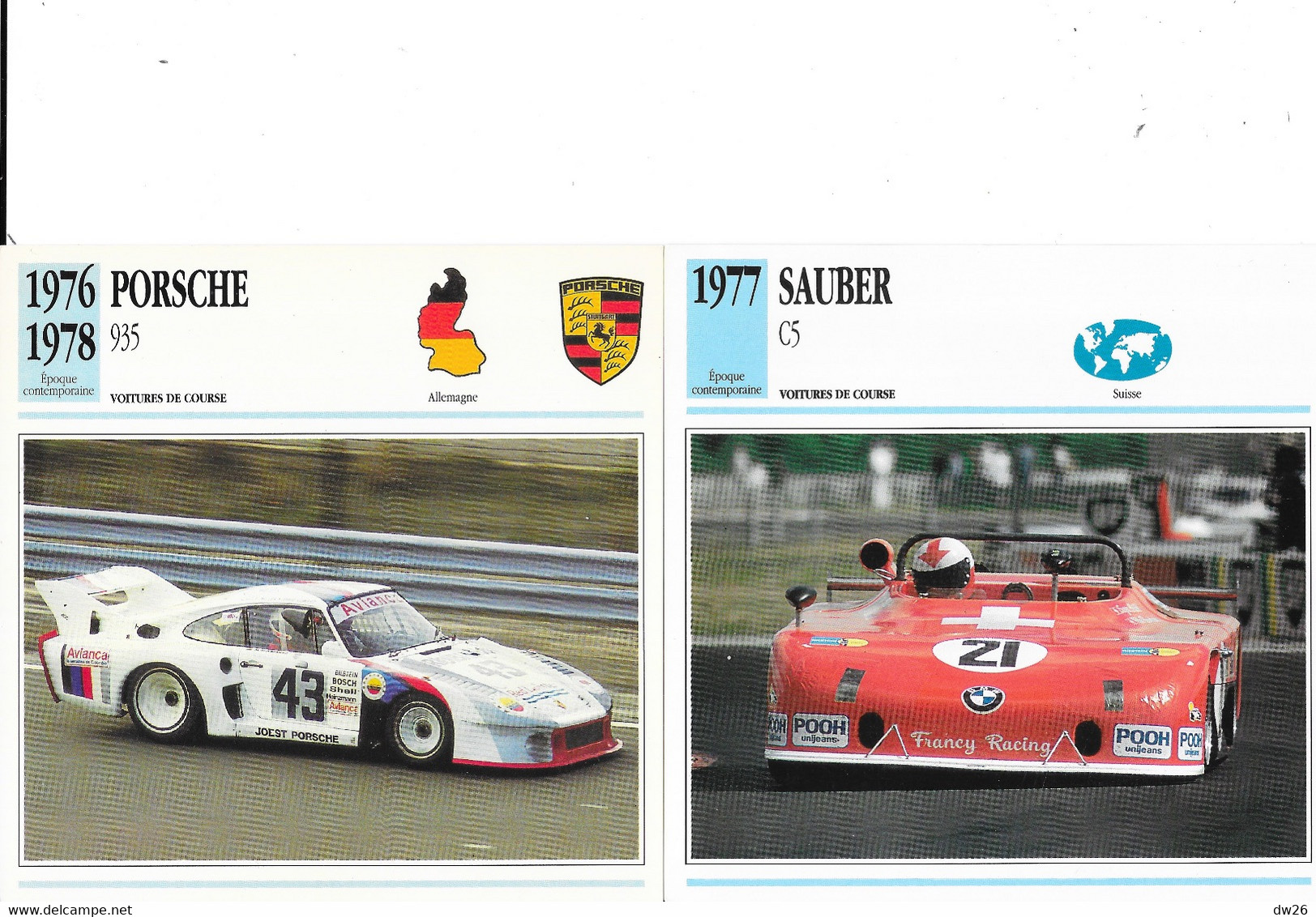 Fiche Voitures De Course: Epoque Contemporaine: Prototype Le Mans, Rally, Sport - Lot De 22 Fiches - Voitures