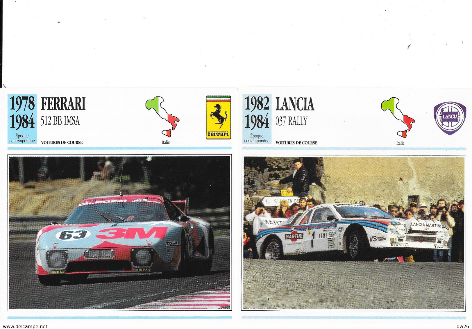 Fiche Voitures de Course: Epoque Contemporaine: Prototype Le Mans, Rally, Sport - Lot de 22 fiches