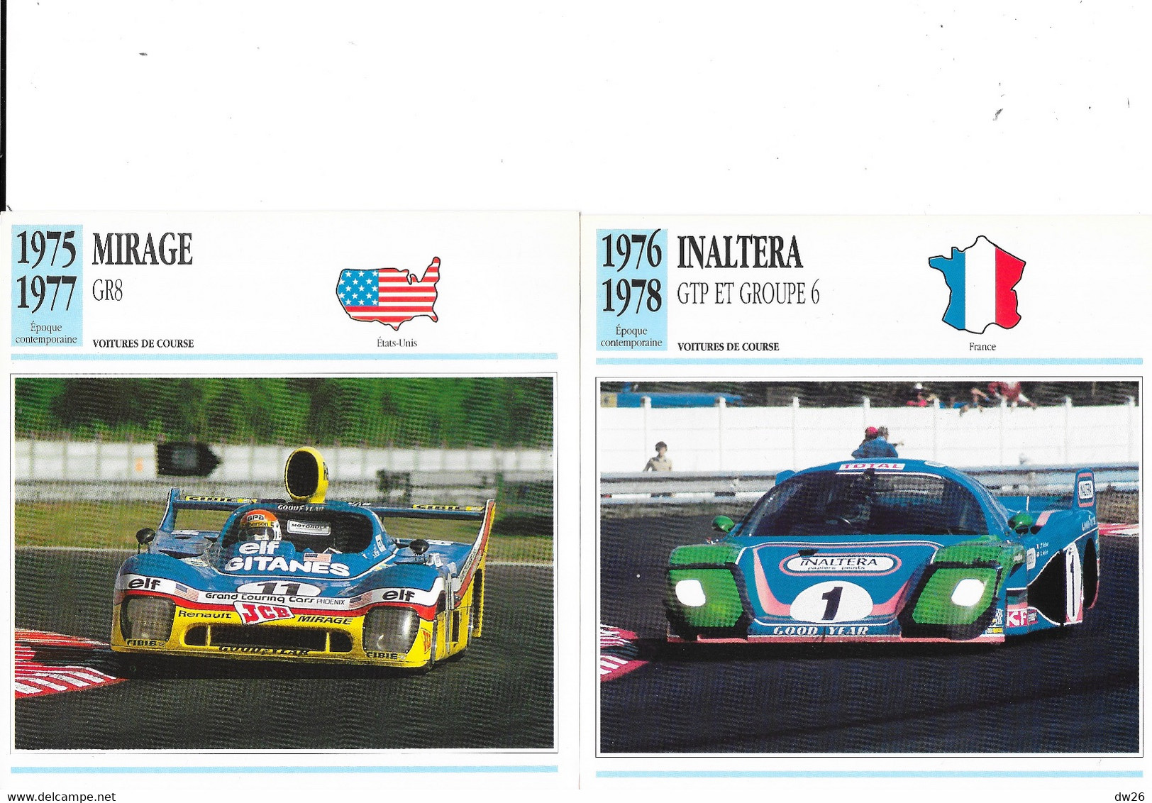 Fiche Voitures de Course: Epoque Contemporaine: Prototype Le Mans, Rally, Sport - Lot de 22 fiches