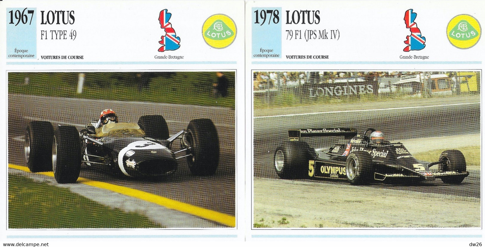 Fiche Voitures De Course: Epoque Contemporaine: Monoplaces, Indy, F1 Et F2 - Lot De 12 Fiches - Coches