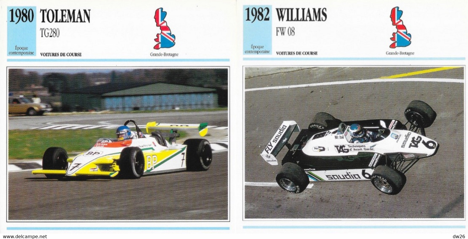 Fiche Voitures De Course: Epoque Contemporaine: Monoplaces, Indy, F1 Et F2 - Lot De 12 Fiches - Autos