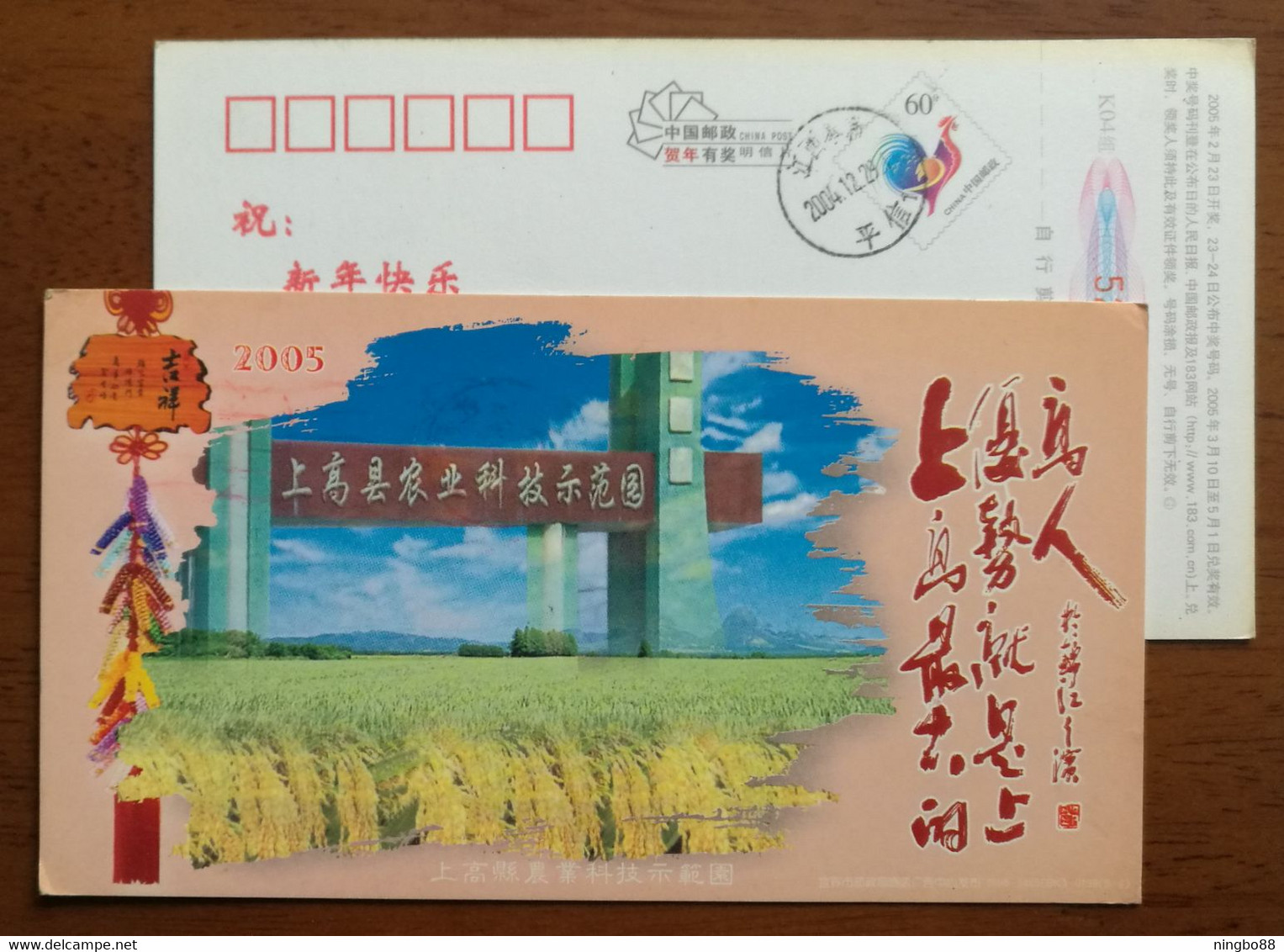 Rice Field,China 2005 Shanggao Agricultural Science-technology Demonstration Park Advertising Pre-stamped Card - Agriculture