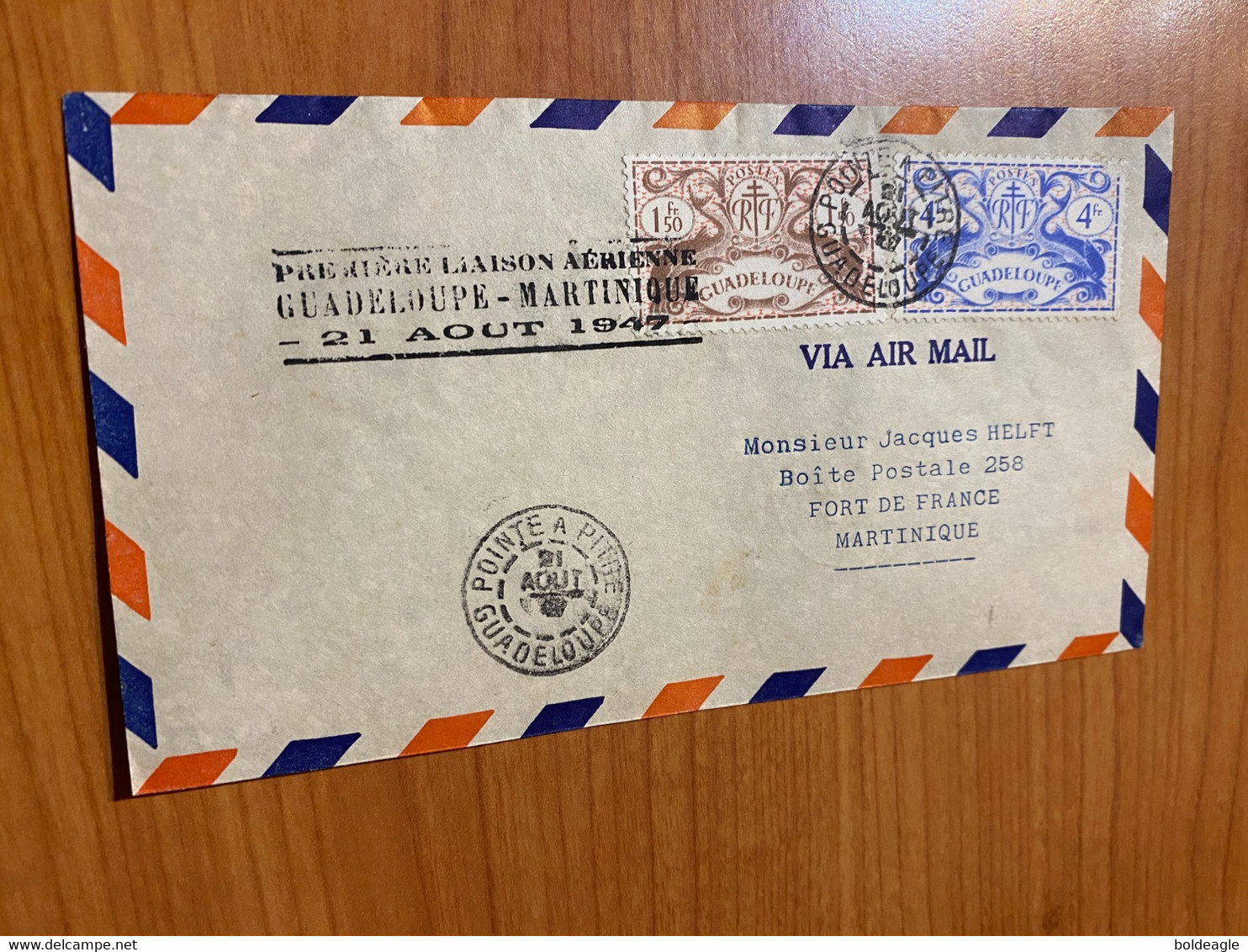 Lettre 1 ère Liaison Aérienne 1947 - Guadeloupe/ Martinique - Airmail