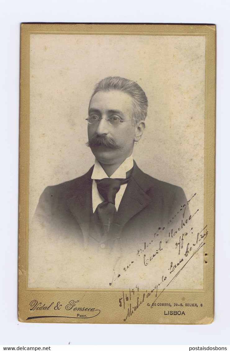 Cx19) Portugal Fotografia Músico Cabinet Photo Michel'angelo Lambertini Dedicada E Datada De 1899 - Photos